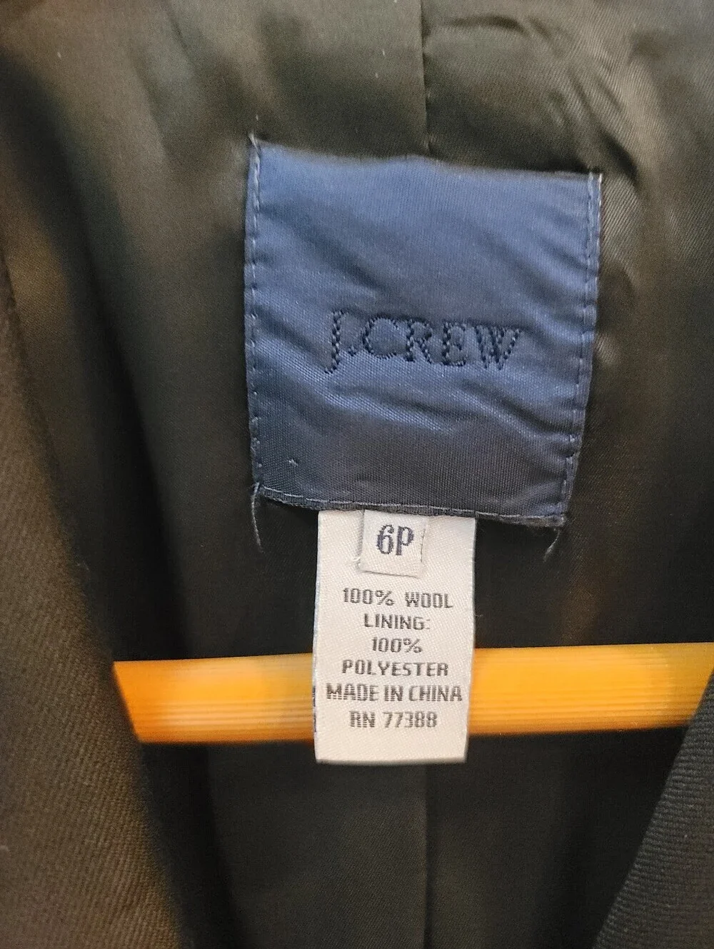 Sz 6P J.Crew Preppy Super 120's Wool Blazer Black